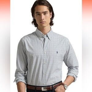 Like New Ralph Lauren Green and White Plaid Button down Shirt. Mens size 1XB